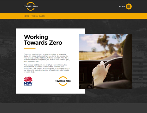 A screenshot of the Towards Zero website.