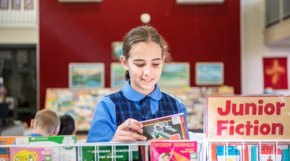 A student browsing their school library.