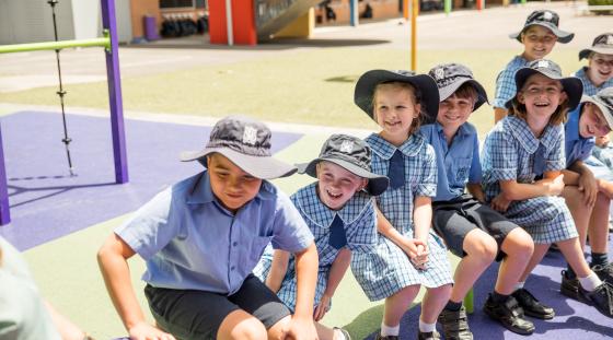 A group of students in the playground.